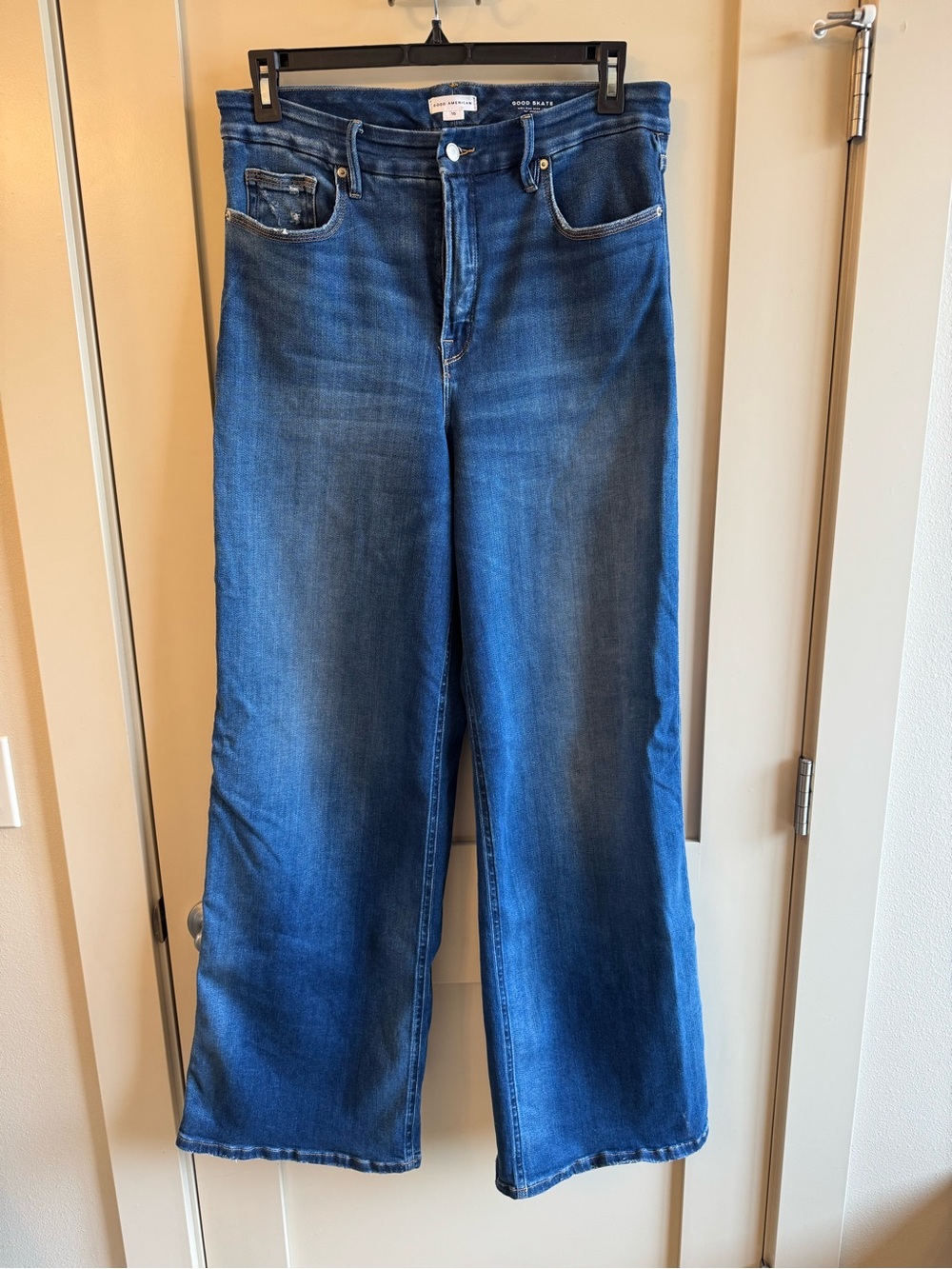Good American High-Rise Wide Leg Palazzo Jeans - Blue
